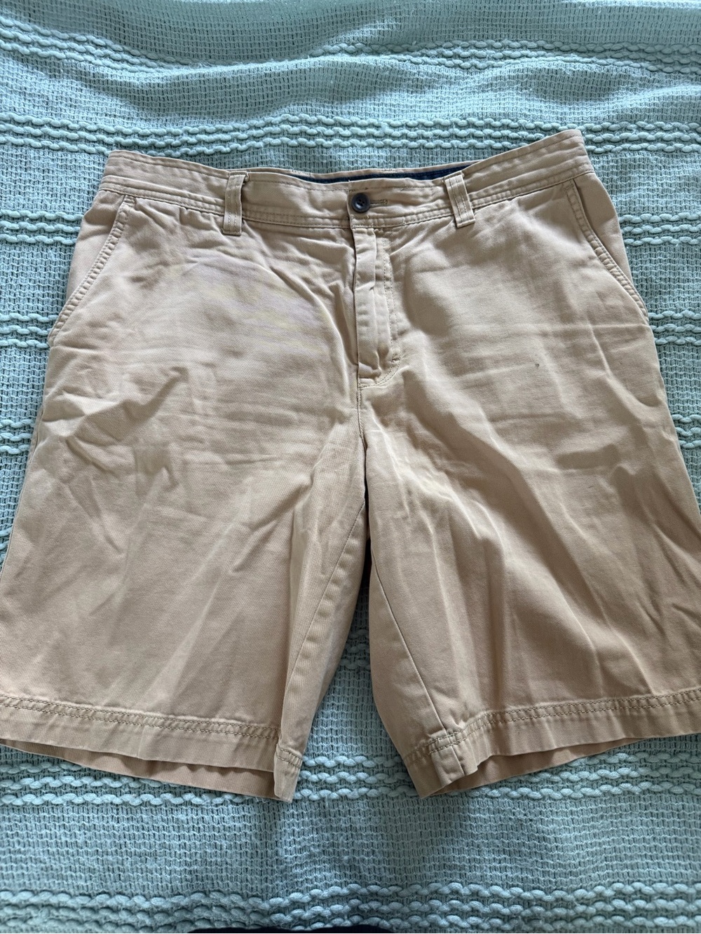 Izod Men's Flat Front Shorts in Beige